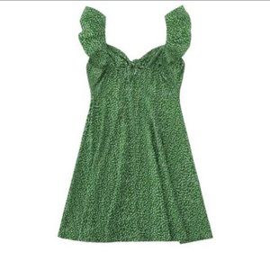 Knot Detail Ruffle Strap All-over Print Dress